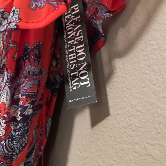 New! New York and Company XXS paisley red white and blue dress. - Picture 4 of 11